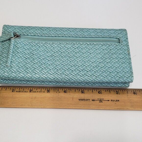 Woven Print Light Teal Woman's Wallet, Approx. 8 x 4 - Picture 5 of 7